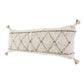 14" X 36" Beige And Ivory Lumbar Geometric Jute And Shag Throw Pillow Cover with Tassels