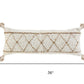 14" X 36" Ivory And Beige Lumbar Geometric Cotton Blend Throw Pillow Cover