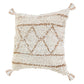 20" Beige And Ivory Geometric Cotton Blend Throw Pillow Cover with Tassels