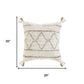 20" Ivory And Beige Geometric Cotton Blend Throw Pillow Cover