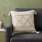 20" Beige And Ivory Geometric Cotton Blend Throw Pillow Cover with Tassels