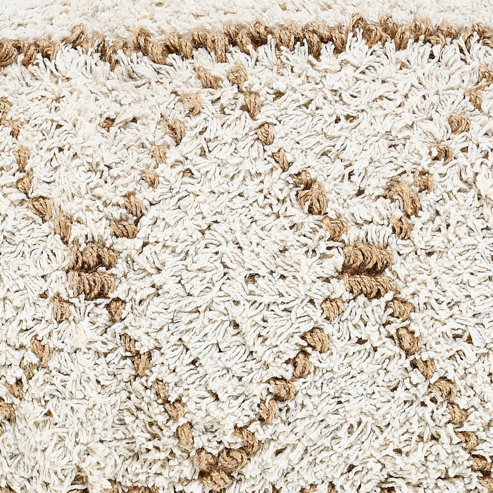 20" Beige And Ivory Geometric Cotton Blend Throw Pillow Cover with Tassels