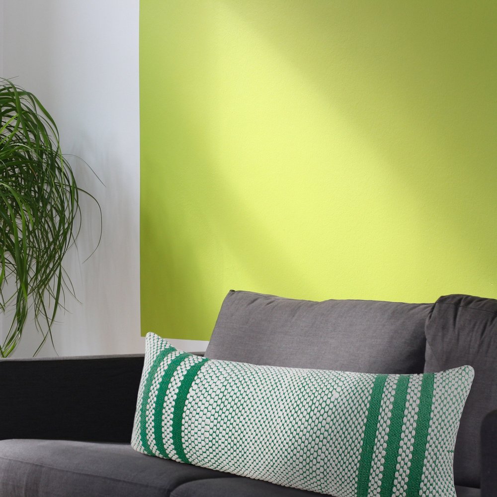 14" X 36" Green And White Lumbar Striped Cotton Blend Throw Pillow Cover