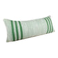 14" X 36" Green And White Lumbar Striped Cotton Blend Throw Pillow Cover