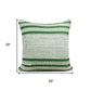 20" Green And White Striped Cotton Blend Throw Pillow Cover