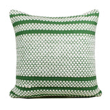 20" Green And White Striped Cotton Blend Throw Pillow Cover