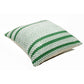20" Green And White Striped Cotton Blend Throw Pillow Cover