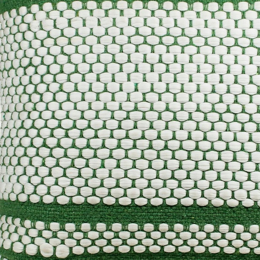 20" Green And White Striped Cotton Blend Throw Pillow Cover