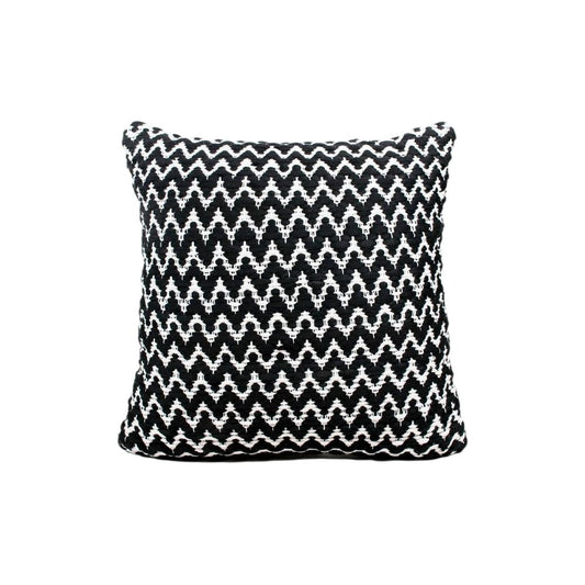 20" Black And Ivory Chevron Cotton Blend Throw Pillow Cover
