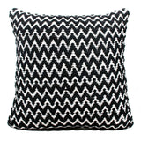 20" Black And White Chevron Cotton Blend Throw Pillow Cover