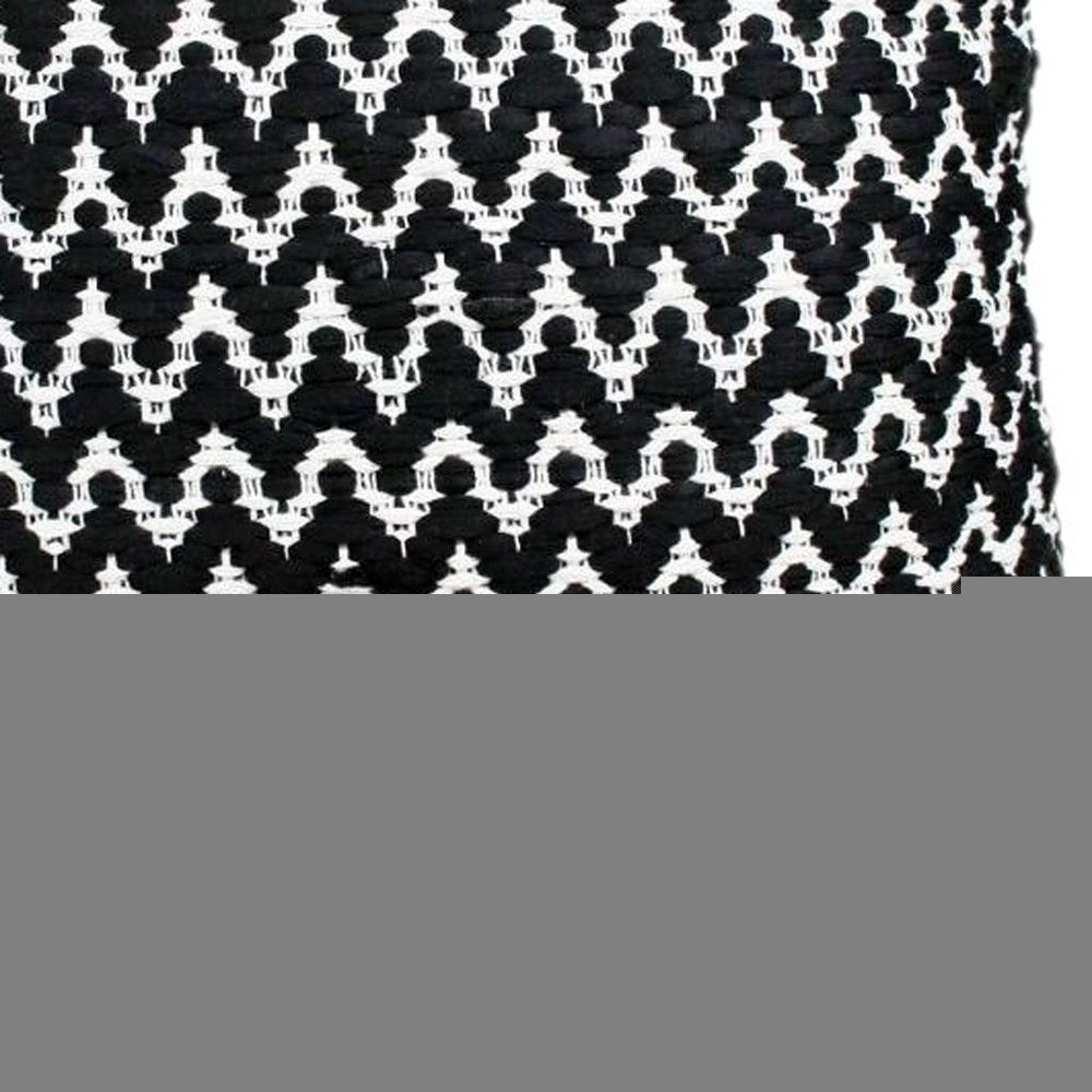 20" Black And Ivory Chevron Cotton Blend Throw Pillow Cover