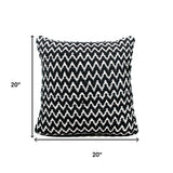 20" Black And Ivory Chevron Cotton Blend Throw Pillow Cover