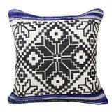 20" Blue And Gray Geometric Cotton Blend Throw Pillow Cover