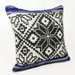 20" Blue Ivory And Black Geometric Cotton Blend Throw Pillow Cover