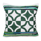 20" Green And Ivory Diamond Cotton Blend Throw Pillow Cover