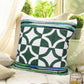 20" Green And White Diamond Cotton Blend Throw Pillow Cover