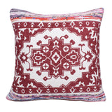 20" Red And White Medallion Cotton Blend Throw Pillow Cover