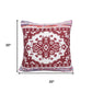 20" Red And Ivory Medallion Cotton Blend Throw Pillow Cover