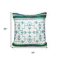 20" Green And Ivory Floral Cotton Blend Throw Pillow Cover