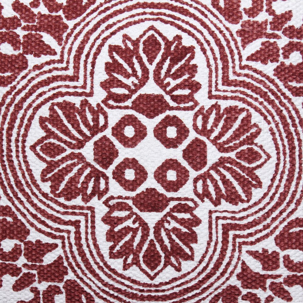 20" Red And White Medallion Cotton Blend Throw Pillow Cover