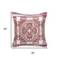 20" Red And White Medallion Cotton Blend Throw Pillow Cover