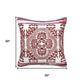 20" Red And White Medallion Cotton Blend Throw Pillow Cover