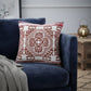 20" Red And White Medallion Cotton Blend Throw Pillow Cover