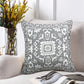 20" Gray And White Medallion Cotton Blend Throw Pillow Cover