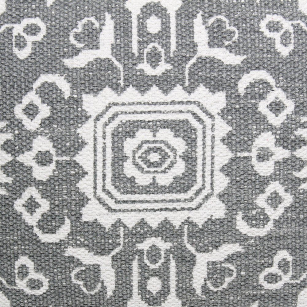 20" Gray And White Medallion Cotton Blend Throw Pillow Cover