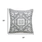 20" Gray And White Medallion Cotton Blend Throw Pillow Cover