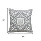 20" Gray And White Medallion Cotton Blend Throw Pillow Cover
