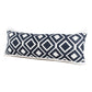 14" X 36" Ivory And Blue Lumbar Diamond Cotton Blend Throw Pillow Cover