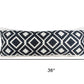 14" X 36" Ivory And Blue Lumbar Diamond Cotton Blend Throw Pillow Cover