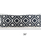 14" X 36" Black And White Lumbar Diamond Cotton Blend Throw Pillow Cover