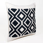 20" Ivory And Blue Diamond Cotton Blend Throw Pillow Cover