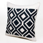 20" Ivory And Blue Diamond Cotton Blend Throw Pillow Cover