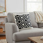 20" Ivory And Blue Diamond Cotton Blend Throw Pillow Cover
