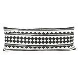 14" X 36" Black And Ivory Lumbar Geometric Cotton Blend Throw Pillow Cover