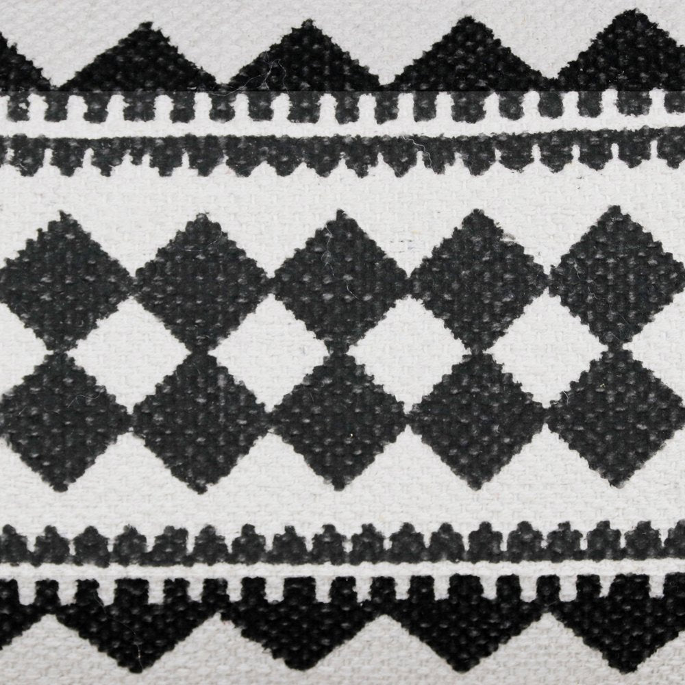 14" X 36" Black And Ivory Lumbar Geometric Cotton Blend Throw Pillow Cover