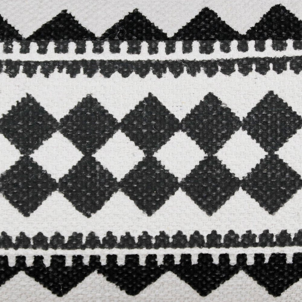 14" X 36" Black And Ivory Lumbar Geometric Cotton Blend Throw Pillow Cover