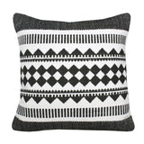 20" Black And White Geometric Cotton Blend Throw Pillow Cover