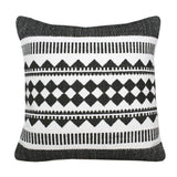 20" Black And Ivory Geometric Cotton Blend Throw Pillow Cover