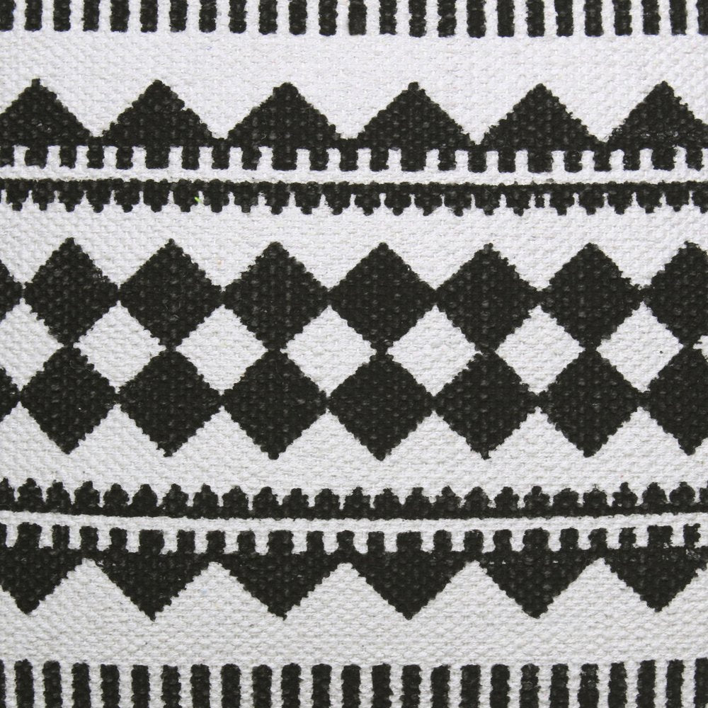20" Black And Ivory Geometric Cotton Blend Throw Pillow Cover