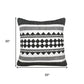 20" Black And Ivory Geometric Cotton Blend Throw Pillow Cover