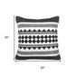 20" Black And White Geometric Cotton Blend Throw Pillow Cover