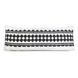 14" X 36" Black And Ivory Lumbar Geometric Cotton Blend Throw Pillow Cover