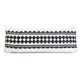 14" X 36" Black And White Lumbar Geometric Cotton Blend Throw Pillow Cover
