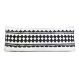 14" X 36" Black And Ivory Lumbar Geometric Cotton Blend Throw Pillow Cover