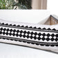 14" X 36" Black And White Lumbar Geometric Cotton Blend Throw Pillow Cover