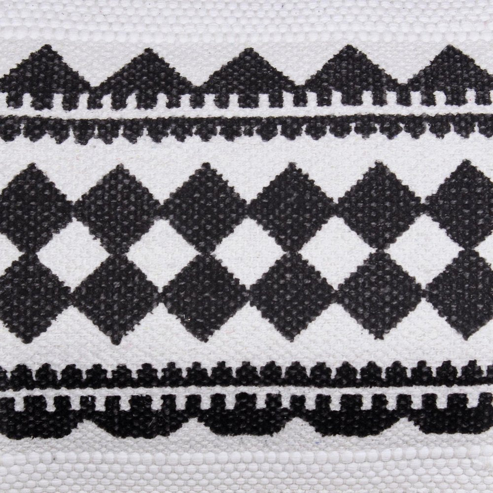14" X 36" Black And Ivory Lumbar Geometric Cotton Blend Throw Pillow Cover
